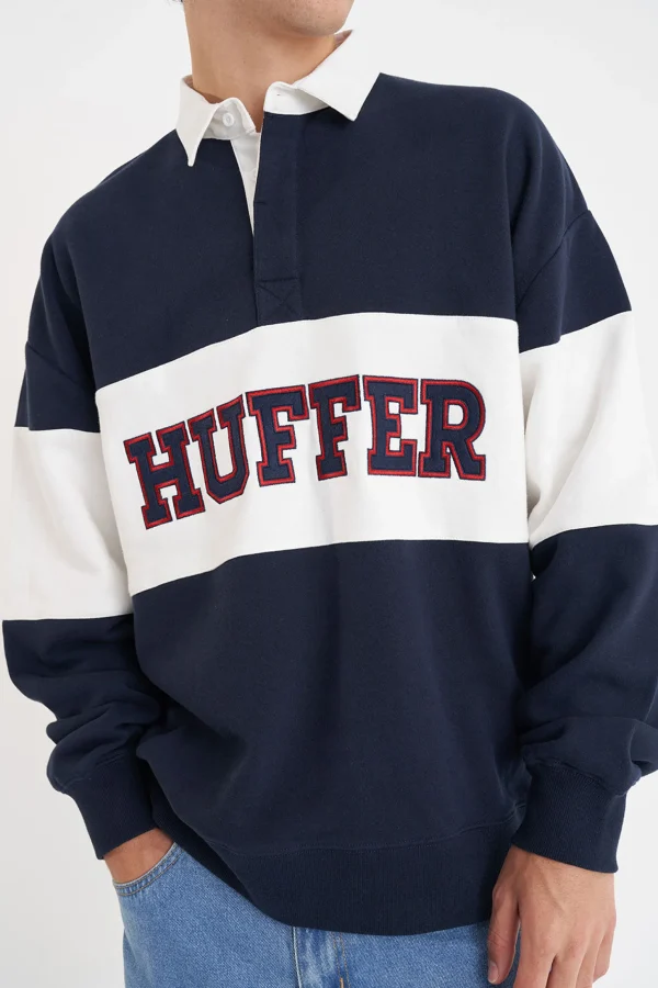 Sweaters & Knitwear-HUFFER GRAND RUGBY CREW MIDNIGHT