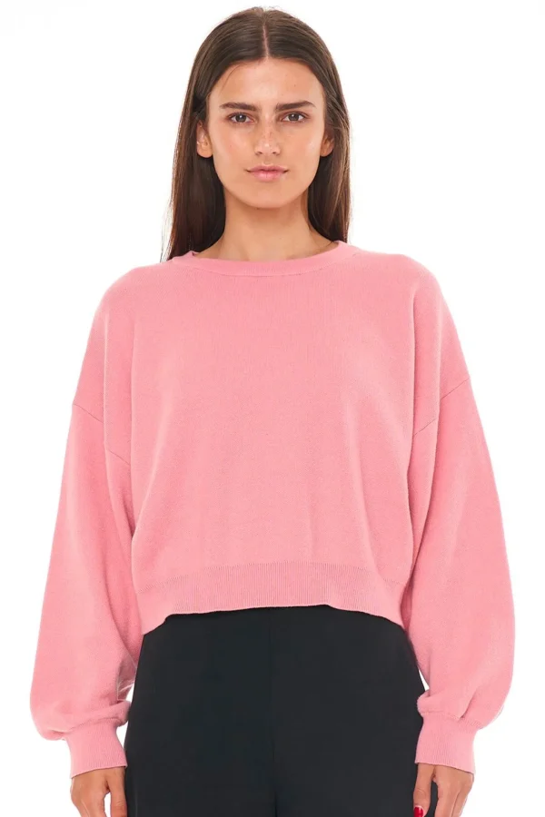 Sweaters & Knitwear-HUFFER HORIZON CROP KNIT - DEEP PINK