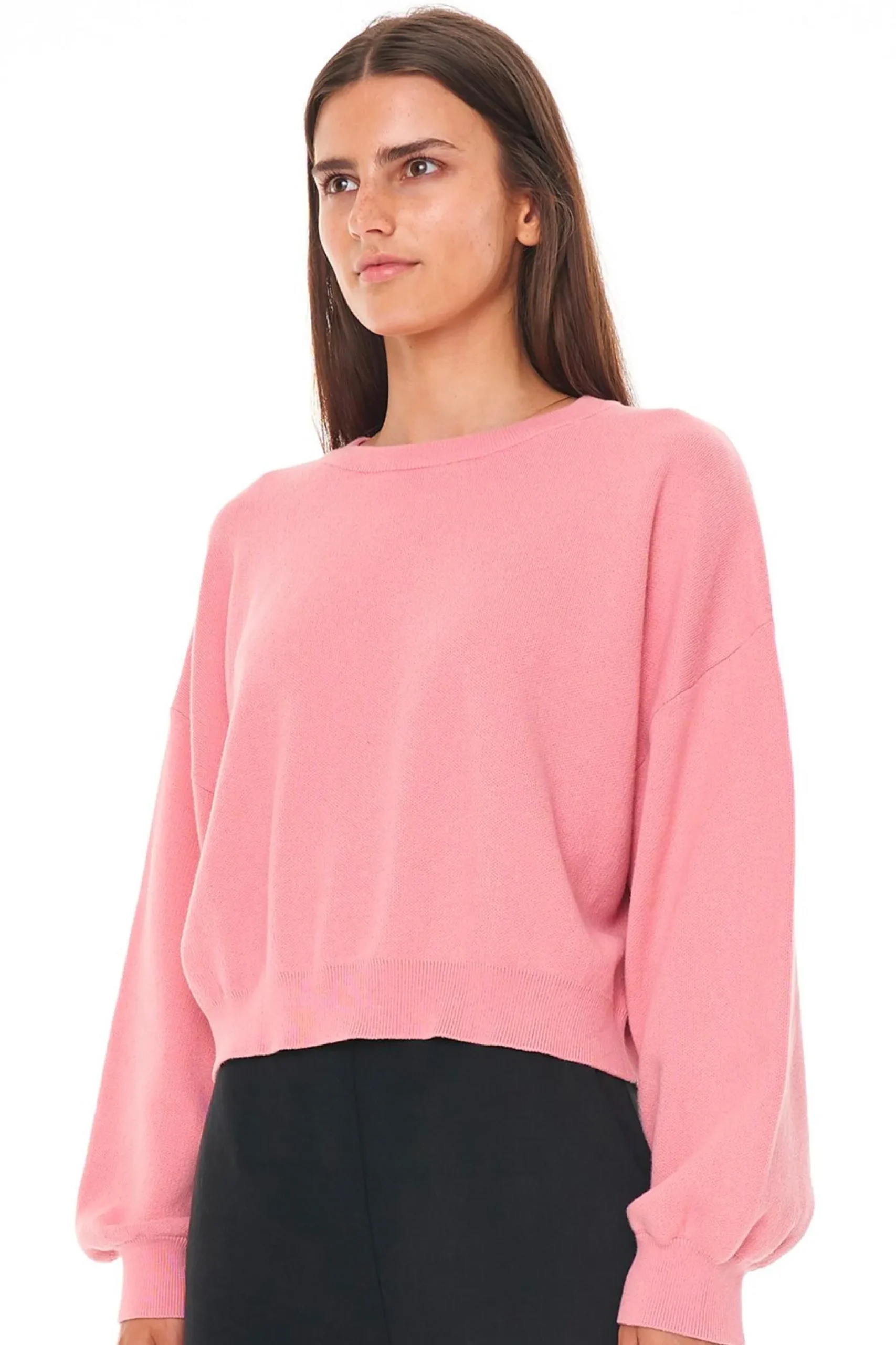 huffer_horizon_crop_knit__1.webp Sweaters & Knitwear-HUFFER HORIZON CROP KNIT - DEEP PINK