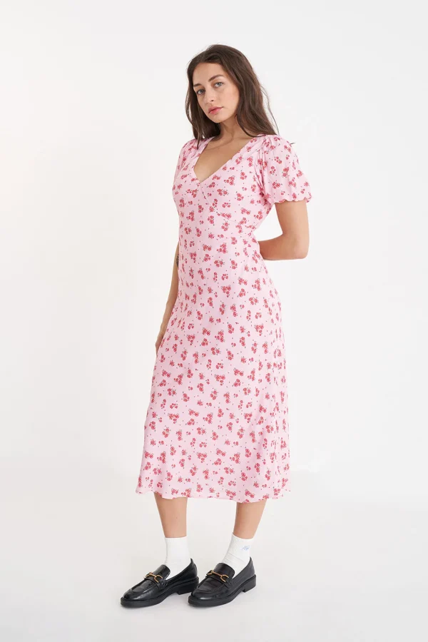 Dresses-HUFFER LA ROSA CLEO MIDI DRESS BLUSH FLORAL