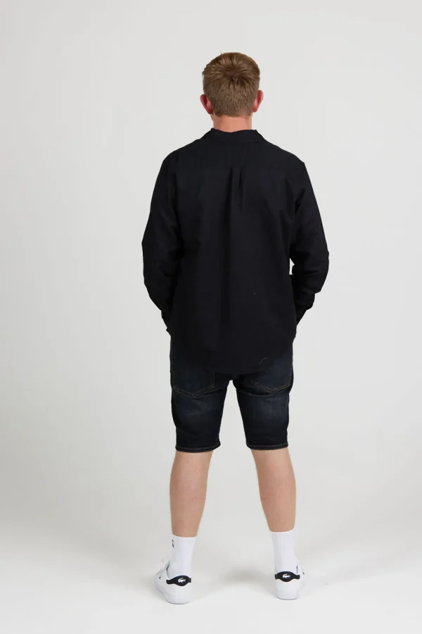 Shirts-HUFFER LIN-IN LS SHIRT - BLACK
