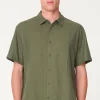 Shirts-HUFFER MENS LIN-IN SS SHIRT KHAKI