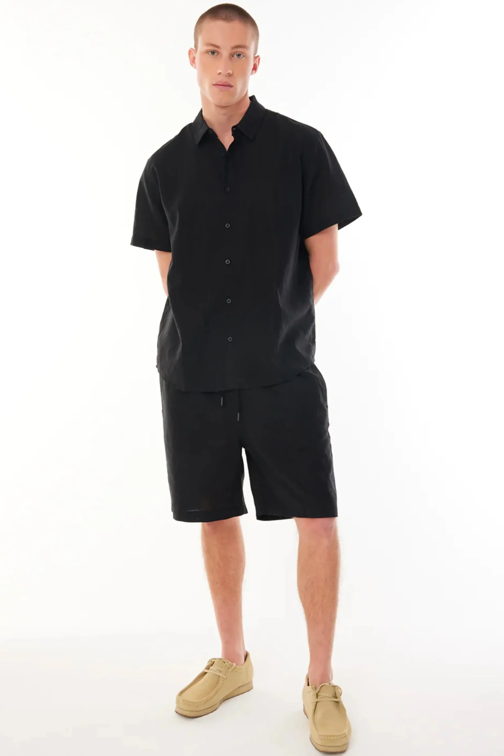 huffer_mens_linin_ss_shir_3.webp Shirts-HUFFER MENS LIN-IN SS SHIRT BLACK