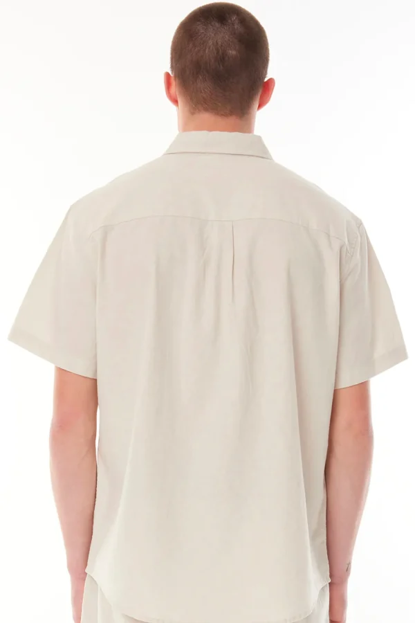 Shirts-HUFFER MENS LIN-IN SS SHIRT - NATURAL