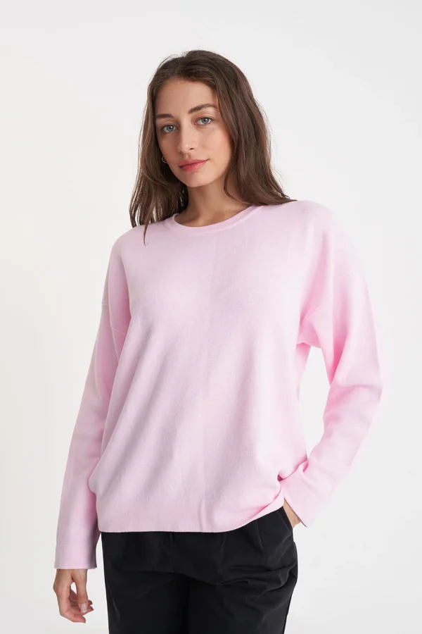 Sweaters & Knitwear-HUFFER NEVE CREW PALE ROSE