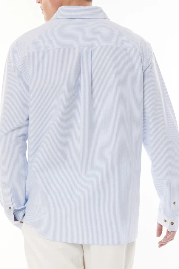 Shirts-HUFFER OXFORD LS SHIRT - BLUE HAZE/CHALK