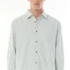 Shirts-HUFFER OXFORD LS SHIRT - EMERALD/WHITE