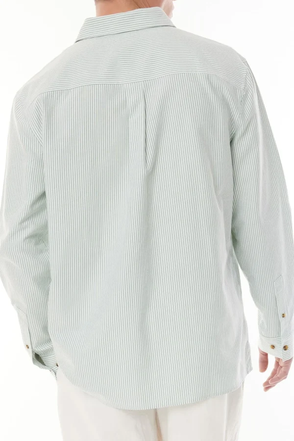 Shirts-HUFFER OXFORD LS SHIRT - EMERALD/WHITE