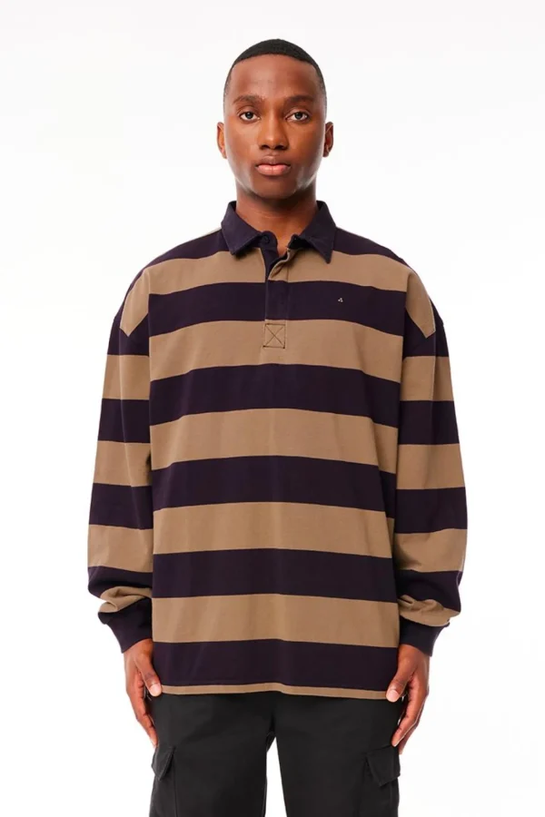 Sweaters & Knitwear-HUFFER QUINN GRAND RUGBY - COAL/TAUPE