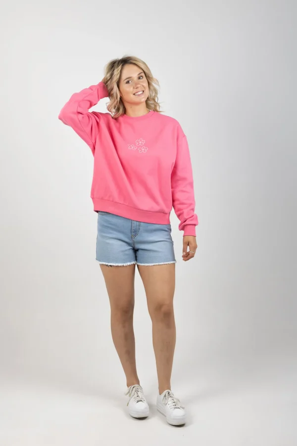 Sweaters & Knitwear-HUFFER SLOUCH CREW FLOWER BOMB CAMELLIA