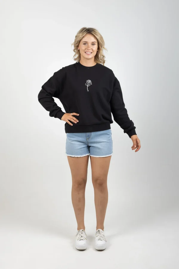 Sweaters & Knitwear-HUFFER SLOUCH CREW WHITE ROSE BLACK