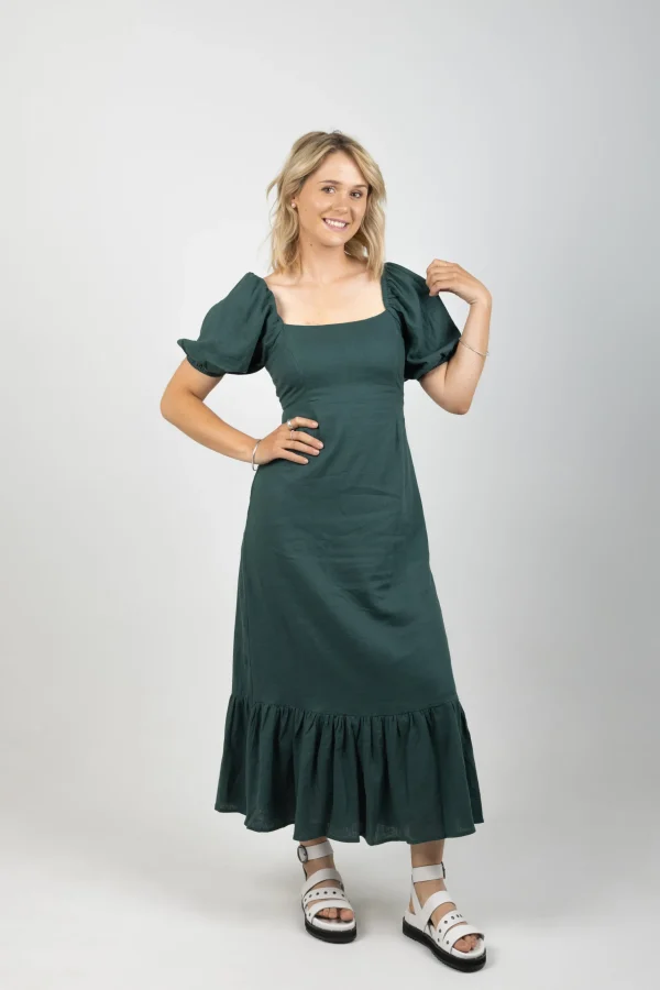 Dresses-ISLE OF MINE FLORA TIE DRESS TEAL