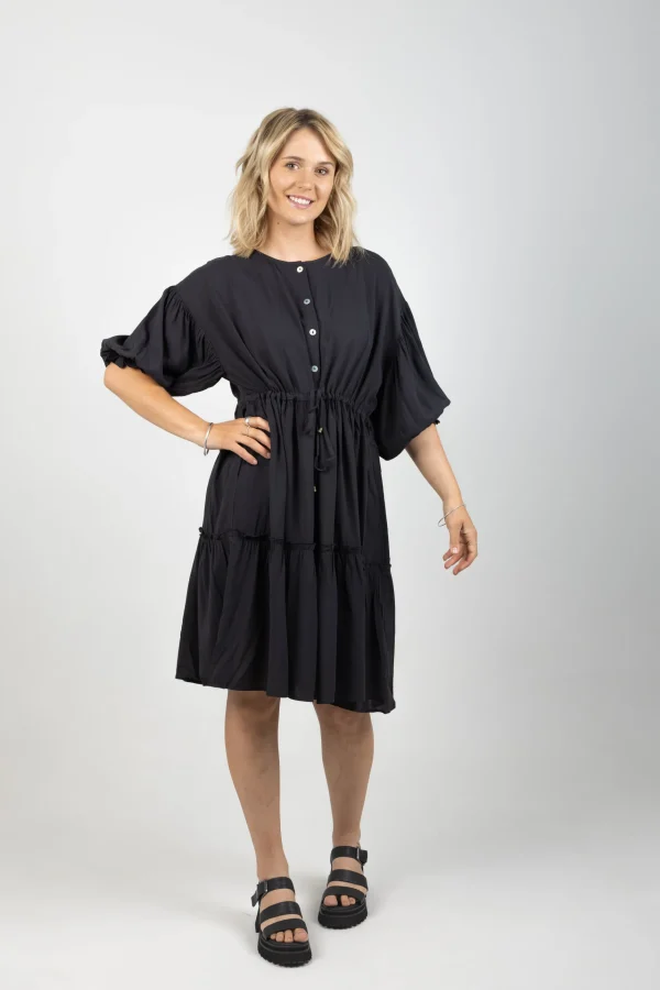 Dresses-ISLE OF MINE STAPLE TIE DRESS BLACK