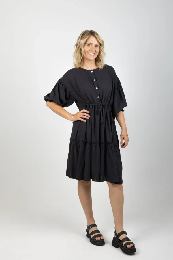 Dresses-ISLE OF MINE STAPLE TIE DRESS BLACK