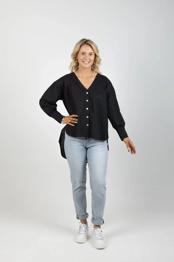 Shirts & Tops-ISLE OF MINE VENUS LINEN BLOUSE ONYX