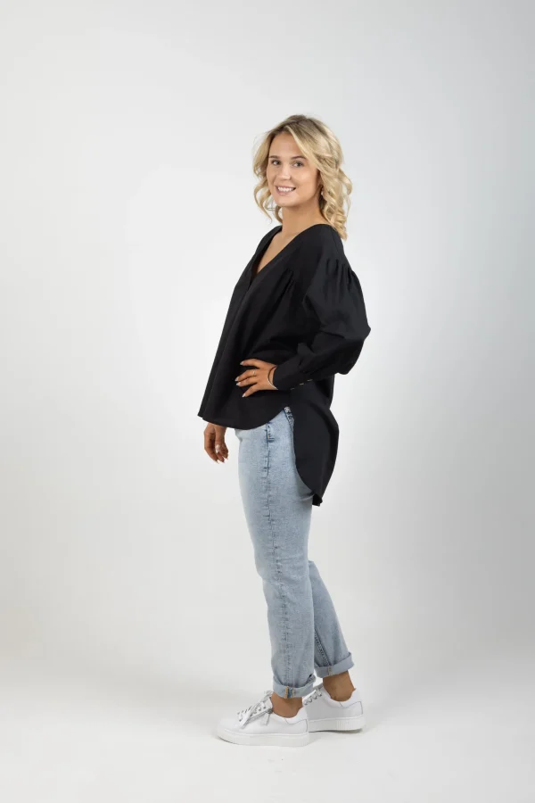 Shirts & Tops-ISLE OF MINE VENUS LINEN BLOUSE ONYX