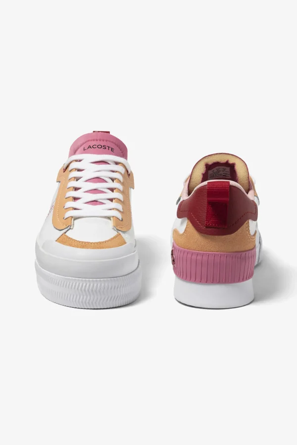 Footwear-LACOSTE WOMENS L004 PLATFORM - PINK/ORANGE
