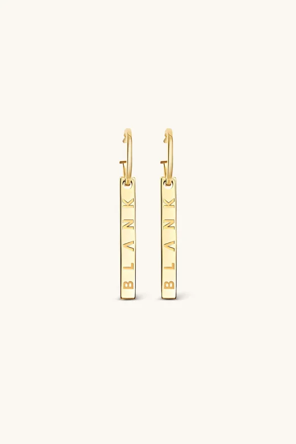 18Kt Gold Plated | Jewellery-BLANK SPACE. LOGO HOOP EARRINGS 18KT GOLD