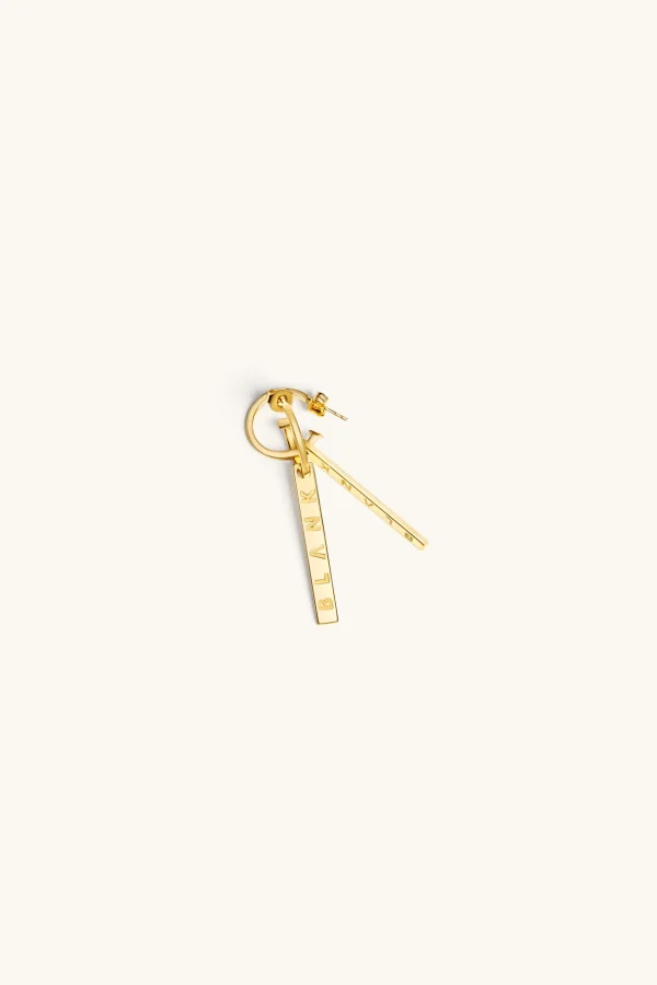 18Kt Gold Plated | Jewellery-BLANK SPACE. LOGO HOOP EARRINGS 18KT GOLD