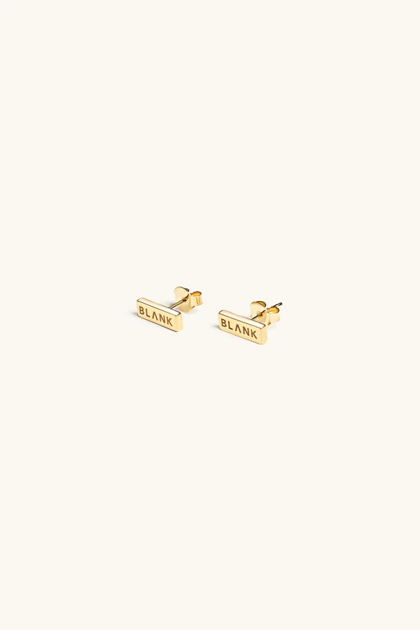 18Kt Gold Plated | Jewellery-BLANK SPACE. LOGO STUD EARRINGS 18KT GOLD