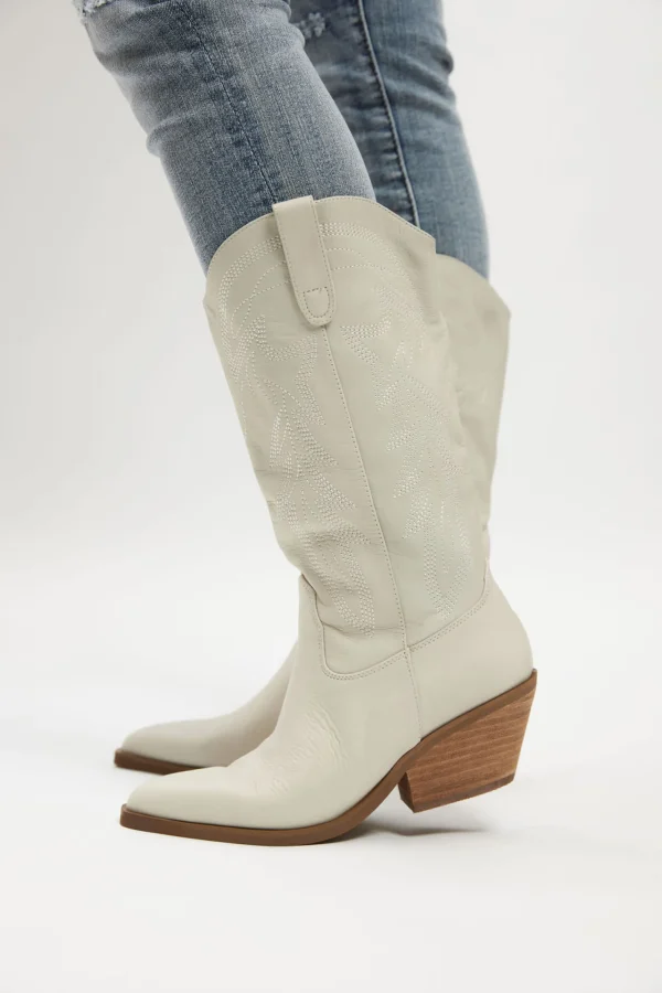 Footwear-MOLLINI RIDING WESTERN BOOT OATMILK LEATHER