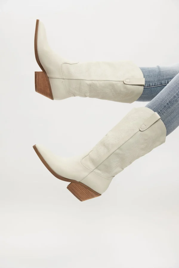 Footwear-MOLLINI RIDING WESTERN BOOT OATMILK LEATHER