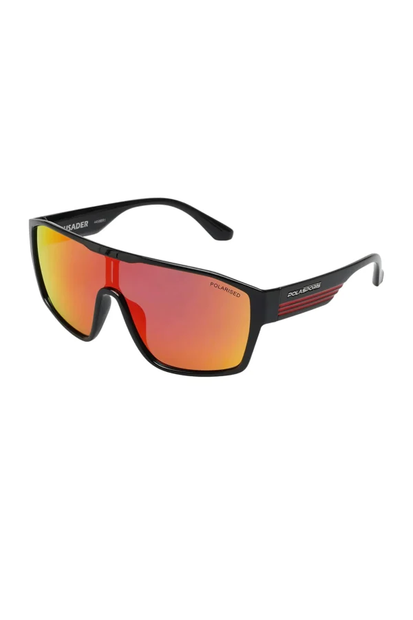 Sunglasses-POLASPORTS CRUSADER SUNGLASSES - BLACK/RED MIRROR