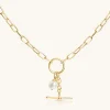 Freshwater Pearls | 18Kt Gold Plated-BLANK SPACE. PRETTY PEARL FOB NECKLACE 18KT GOLD