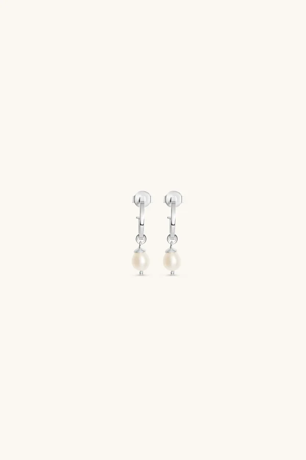 Freshwater Pearls | 925 Sterling Silver-BLANK SPACE. PRETTY PEARL HOOP EARRINGS