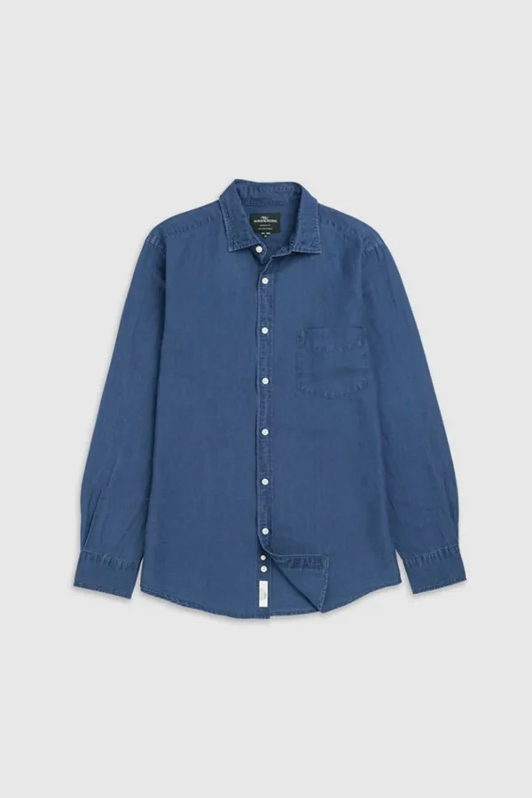 Shirts-RODD & GUNN CLIFTON LS SPORTS FIT SHIRT MID BLUE