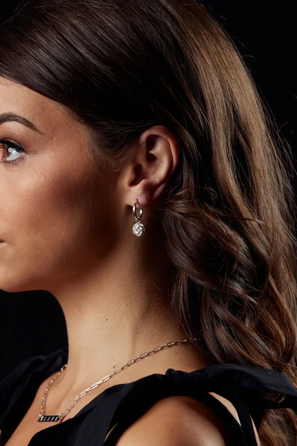 925 Sterling Silver | Jewellery-BLANK SPACE. ROSE HOOP EARRINGS