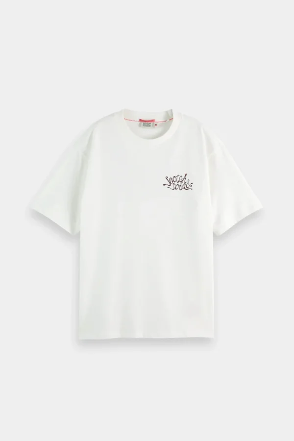 Tees & Tanks-SCOTCH & SODA ARTWORK BOYFRIEND T-SHIRT WHITE