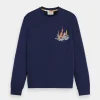 Sweaters & Knitwear-SCOTCH & SODA BOAT ARTWORK SWEATSHIRT NAVY BLUE