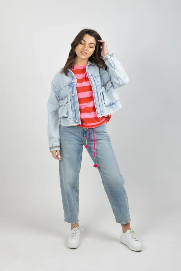 Coats & Jackets-SCOTCH & SODA CROPPED DENIM JACKET SEA STAR