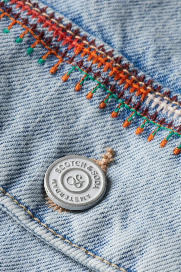 Coats & Jackets-SCOTCH & SODA CROPPED DENIM JACKET SEA STAR