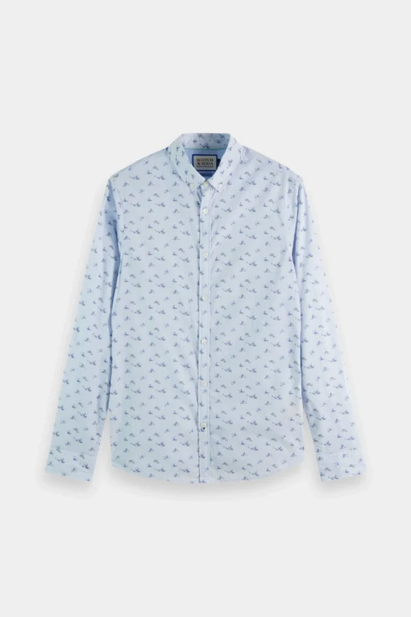 Shirts-SCOTCH & SODA DITSY NAVAL FLAG SHIRT LIGHT BLUE
