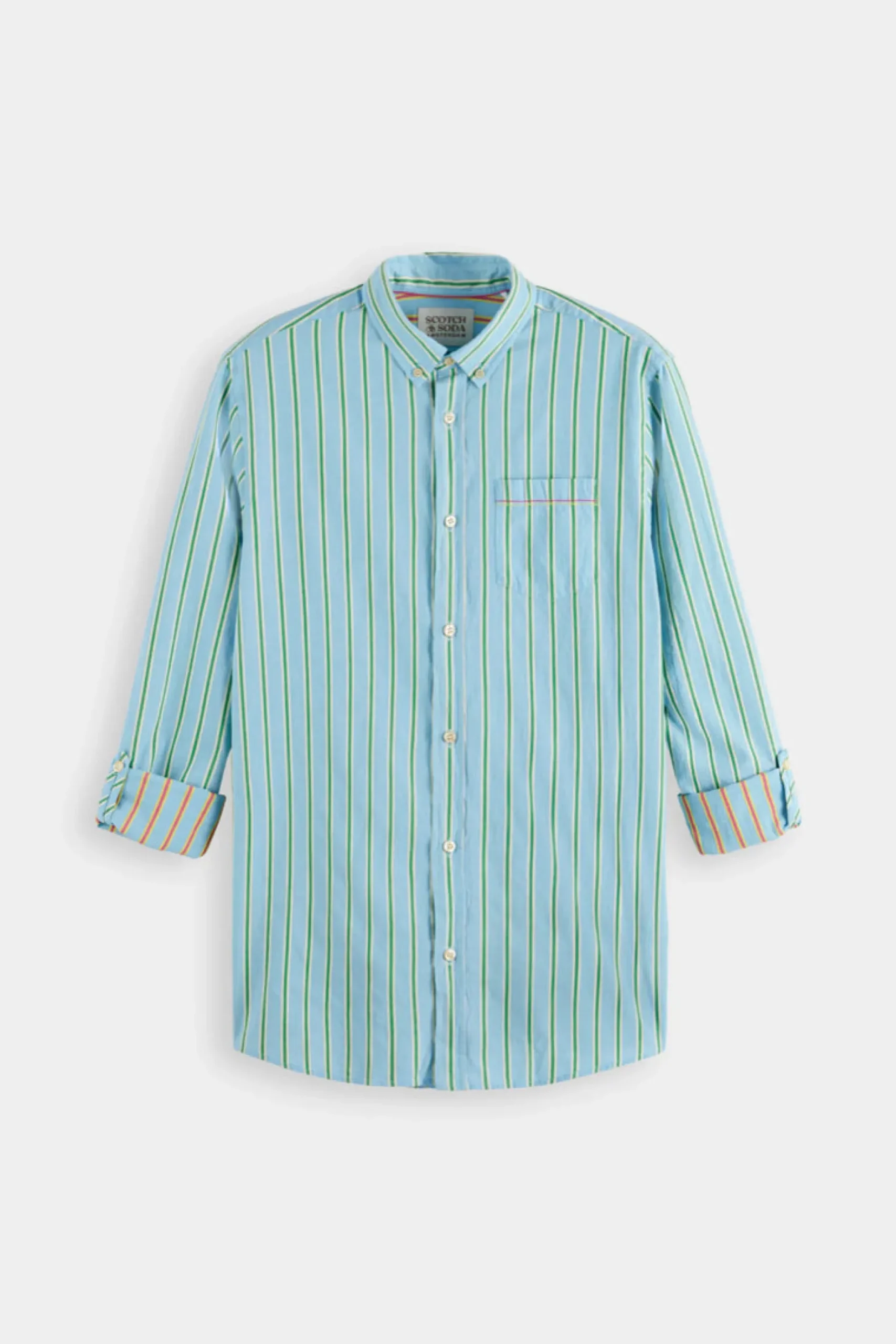 scotch__soda_dobby_stripe_1.webp Shirts-SCOTCH & SODA DOBBY STRIPE ROLL UP SHIRT BLUE