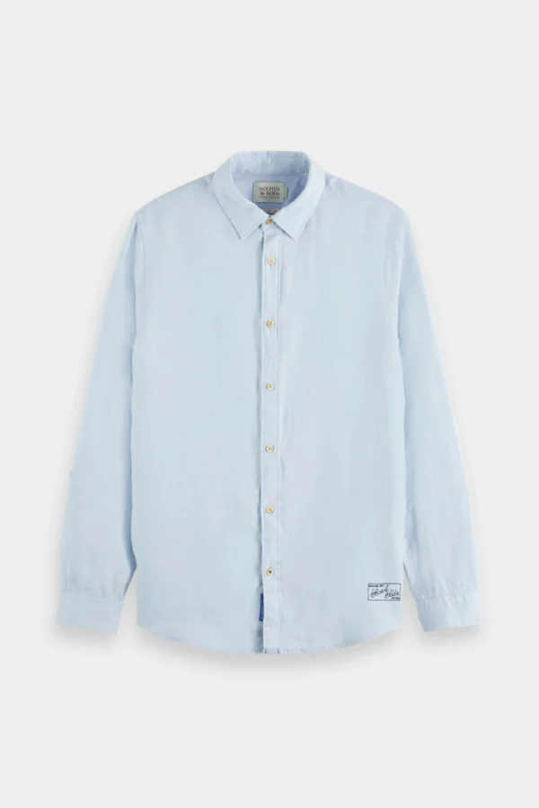 Shirts-SCOTCH & SODA ESSENTIAL LINEN SHIRT DRESS BLUE