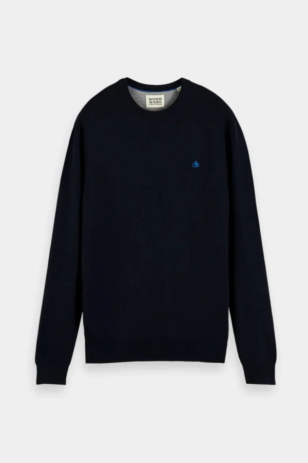 Sweaters & Knitwear-SCOTCH & SODA ESSENTIALS CLASSIC CREWNECK PULLOVER NIGHT