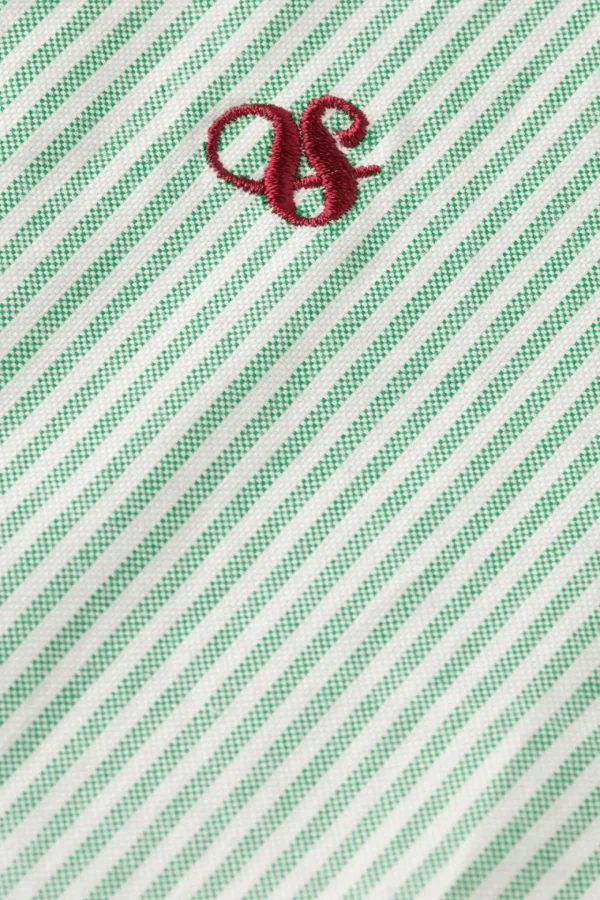 Shirts-SCOTCH & SODA ESSENTIALS ORGANIC OXFORD STRIPE SHIRT SEAFOAM