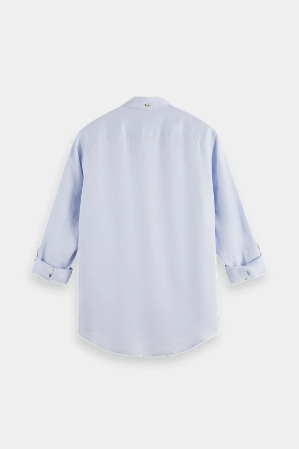 Shirts-SCOTCH & SODA LINEN ROLL UP SHIRT BLUE