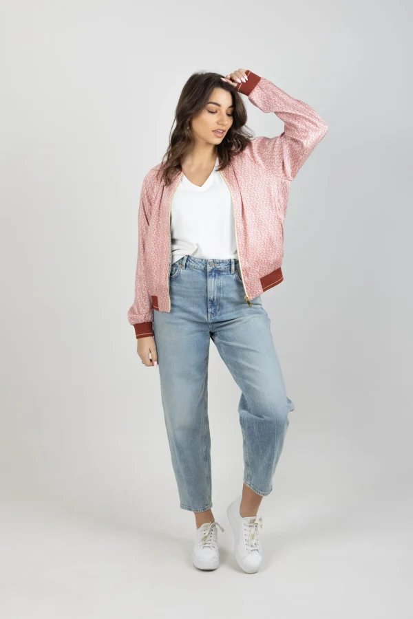 Coats & Jackets-SCOTCH & SODA PRINTED REVERSIBLE BOMBER JACKET CORAL
