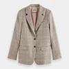 Coats & Jackets-SCOTCH & SODA SEQUIN PRNCE OF WALES CHECK BOYFRIEND SINGLE BREASTED BLAZER