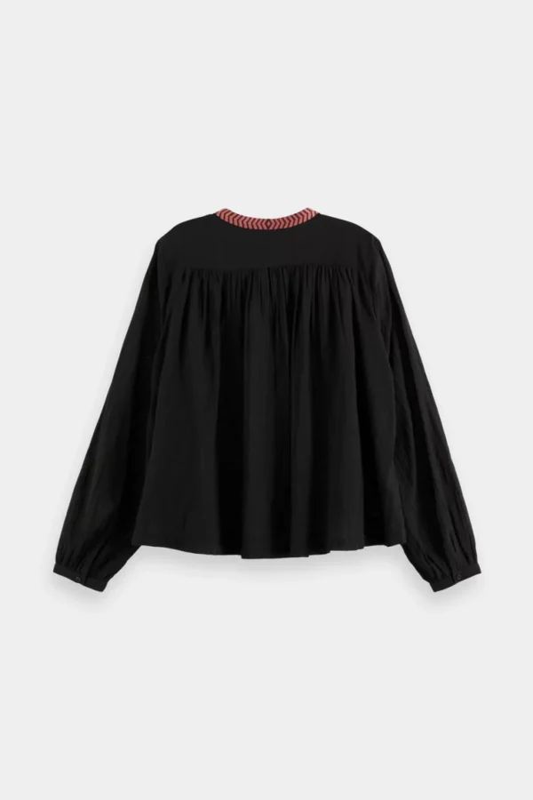 Shirts & Tops-SCOTCH & SODA TAPED BLOUSE EVENING BLACK