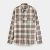 Shirts-SCOTCH & SODA YARN DYED FLANNEL CHECK SHIRT BEIGE