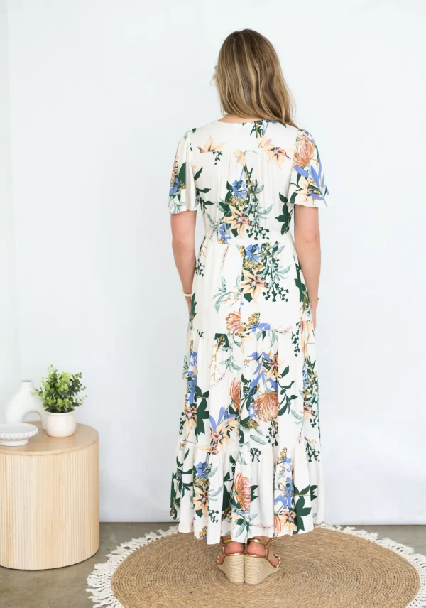 Dresses-SILVER WISHES SELMA MAXI DRESS CREAM FLORAL