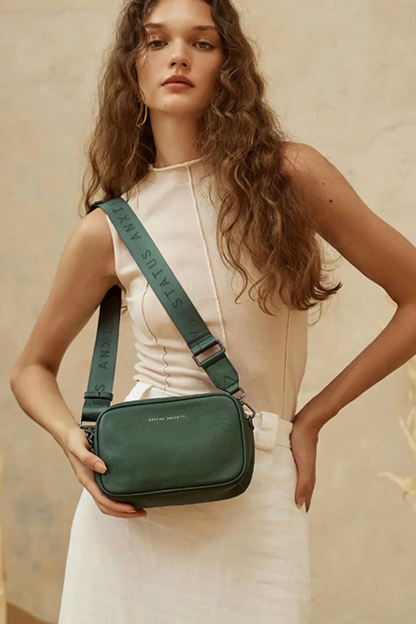 status_anxiety_plunder_wi_5.webp Bags & Wallets-STATUS ANXIETY. PLUNDER WITH WEBBED STRAP GREEN