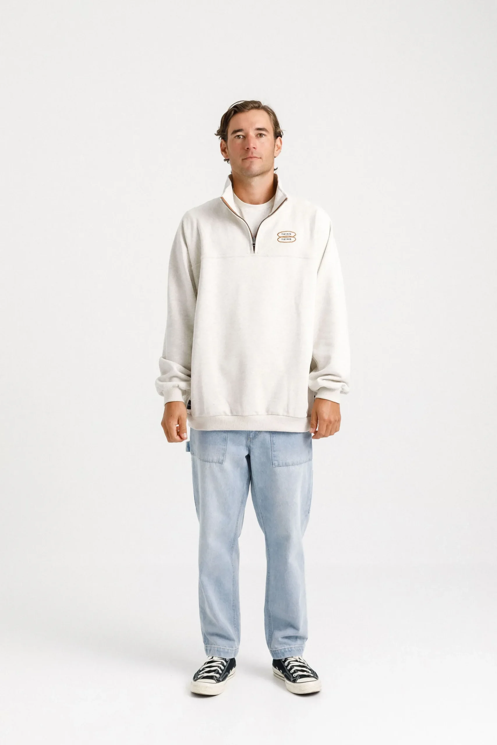 thing_thing__zip_up_crew__0.webp Sweaters & Knitwear-THING THING 1/4 ZIP UP CREW UNBLEACHED MARLE