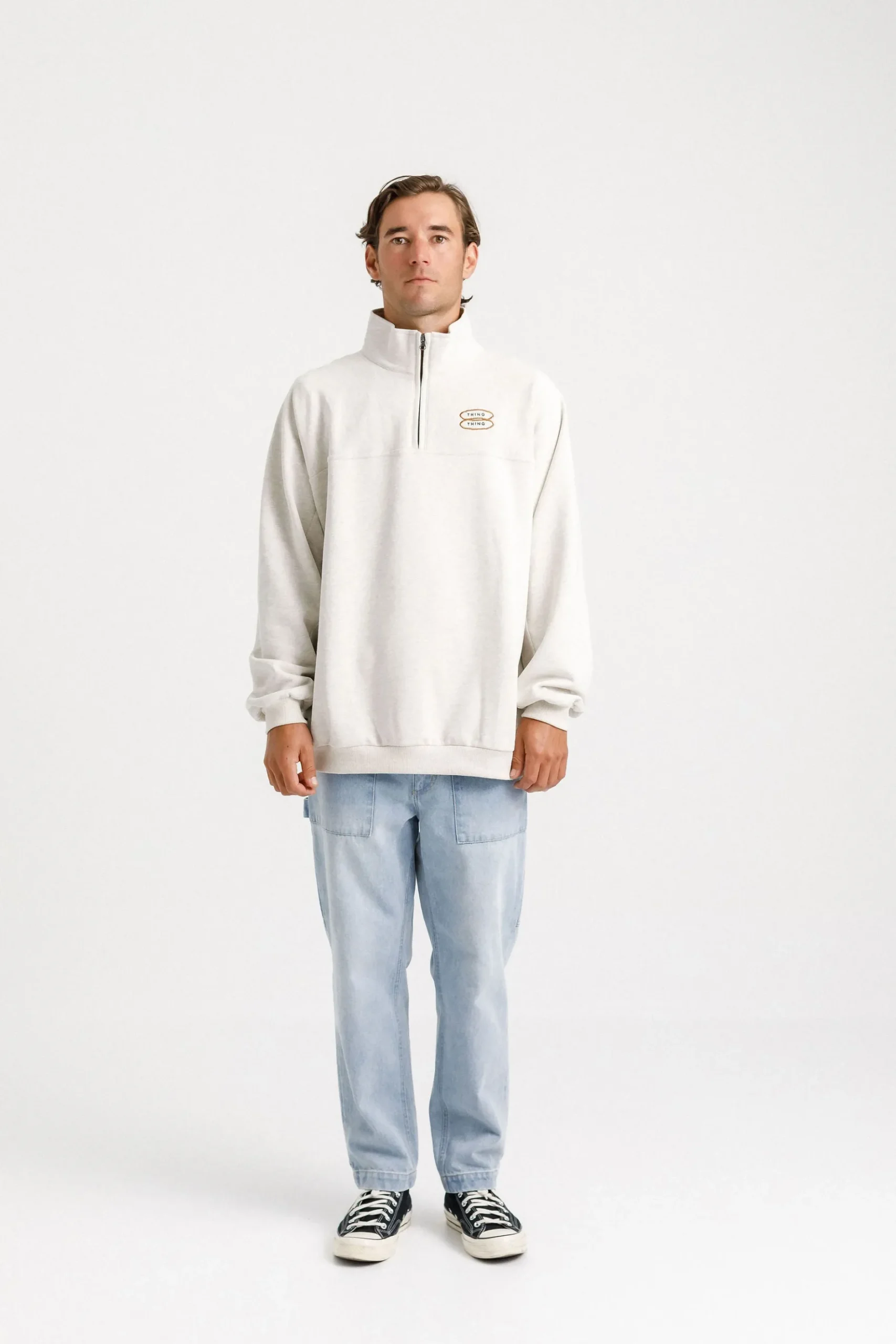 thing_thing__zip_up_crew__2.webp Sweaters & Knitwear-THING THING 1/4 ZIP UP CREW UNBLEACHED MARLE