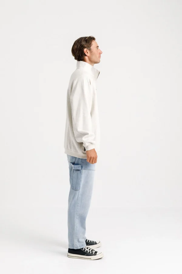 Sweaters & Knitwear-THING THING 1/4 ZIP UP CREW UNBLEACHED MARLE